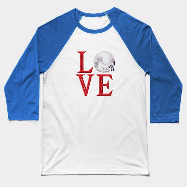 Love Moon Baseball T-Shirt by InsomniaStudios